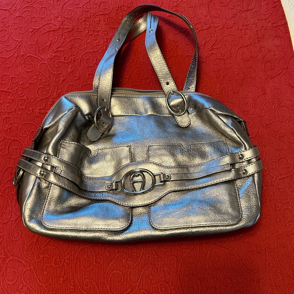 Etienne Aigner Silver Leather Handbag
